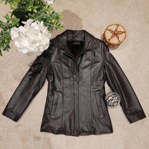 Genuine Leather Fur Lined Dark Brown Jacket S NWOT